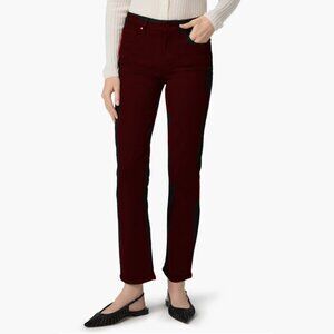 PAIGE JEANS CINDY COATED BURGUNDY SHIMMER STRAIGHT LEG 23 NWOT